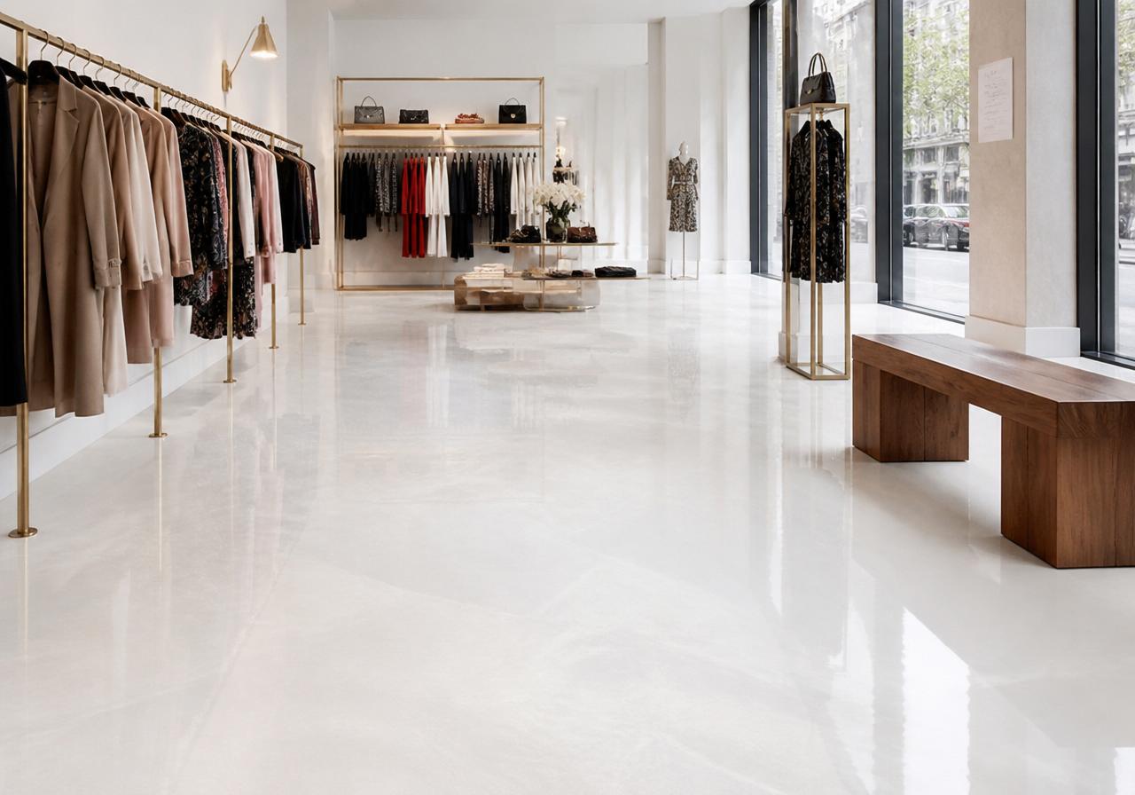 Ivory Pearl Boutique — White Pearl Iridescent in a retail storefront