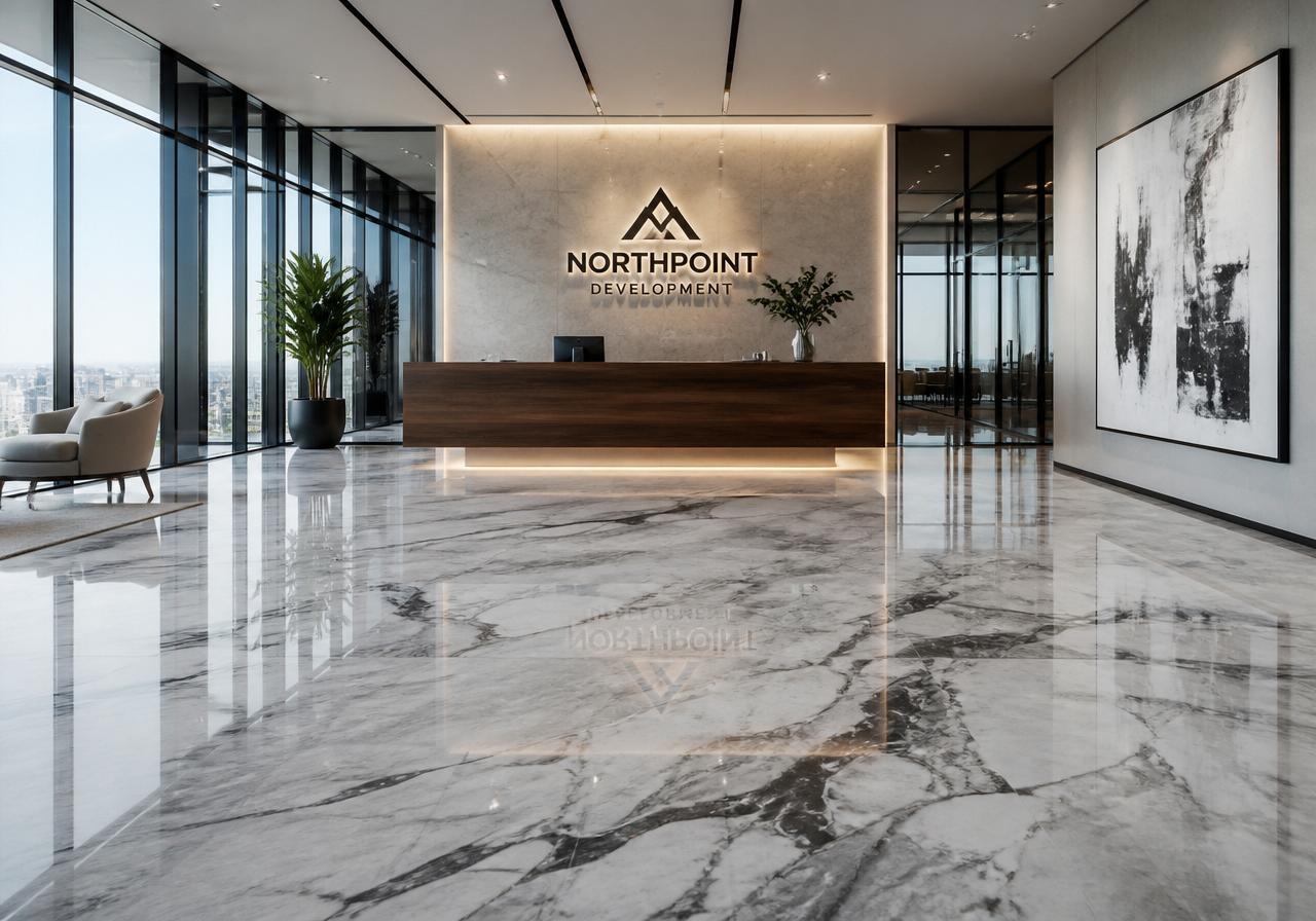 Northpoint Lobby — Carrara Marble Effect in a corporate lobby